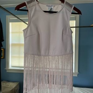 BCBG Fringed Crop Top with Mesh Detail at Shoulders. Excellent condition.